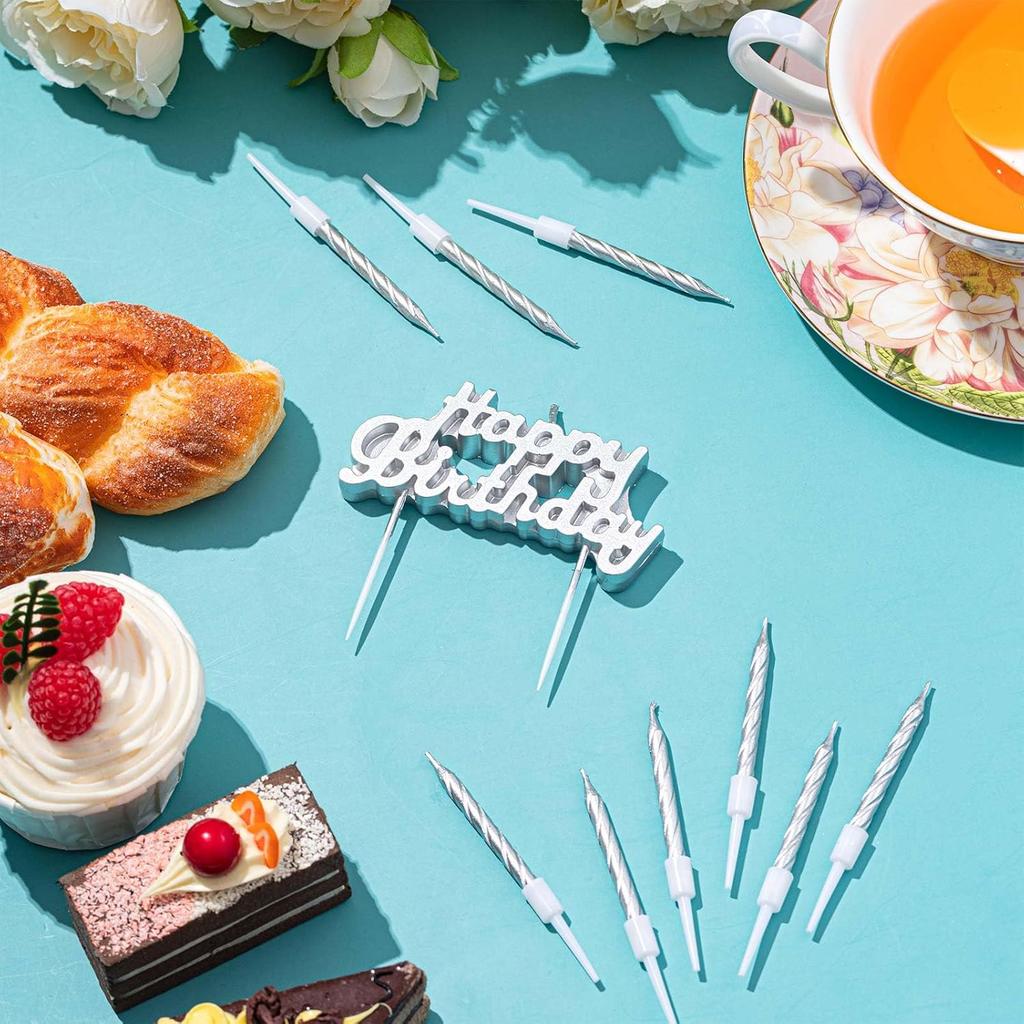 11pcs Happy Birthday Candles Letter Cake Topper with Spiral Candles for Cake Topper Birthday Decoration Party Supplies polychrom