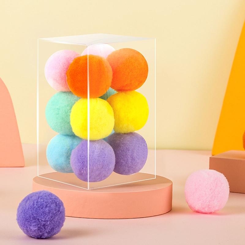 12 Pieces for Cat Ball Toys 1.8" 1.2" Small Plush Balls Colorful Kitten Chasing Balls Increasing Exercise for Indoor Cat