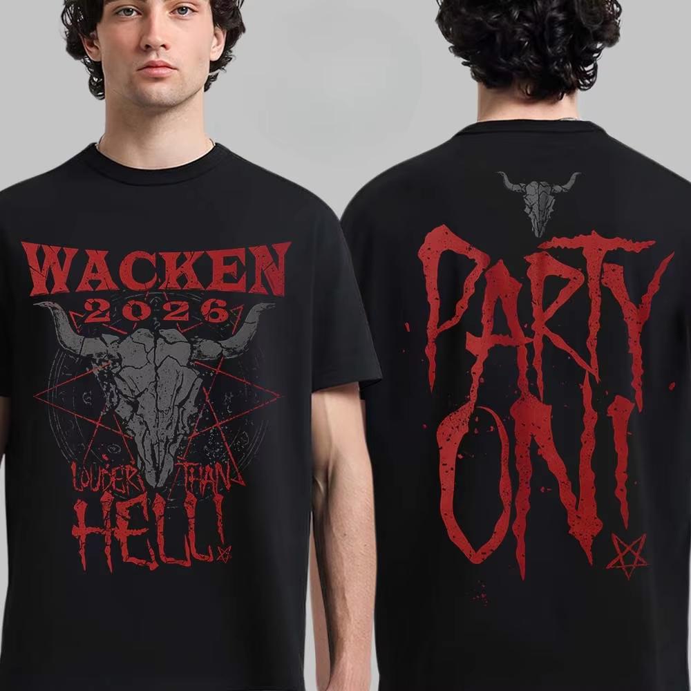 Wacken Open Air 2026 World Unites Grafik-T-Shirt Heavy Metal Streetwear Lässiges Unisex-Oberteil 4XL
