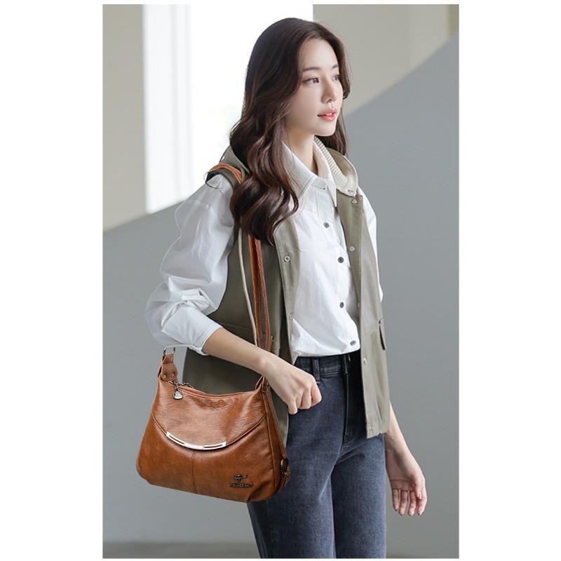 Simple Women's Shoulder Bag, Casual Crossbody Bag, Fashionable Shoulder Bag, Soft PU Leather Handbag Suitable for Daily Use and Shopping