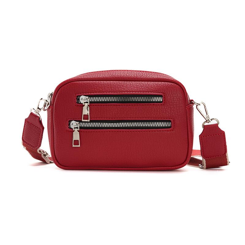 Retro Double-zipper Waist Bag, Street Crossbody Bag, Trendy Ladies' Single-shoulder Bag