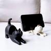 New Resin Stretching Cat Desktop Stand White Black Cat Shaped Resin Cat Crafts Lazy Mobile Phone Stand Watching TV