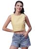 Moomaya Women  s Printed Sleeveless Cotton Short Top, Round Neck Blouse Crop Top, Buttoned