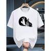 Personality Rabbit Gesture Pattern T-shirt Dark Trend Round Neck Short Sleeve Joker Everyday Wear.