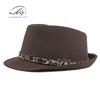Hat women's fashion top hat autumn and winter simple light board leopard print woolen top hat British retro jazz hat men
