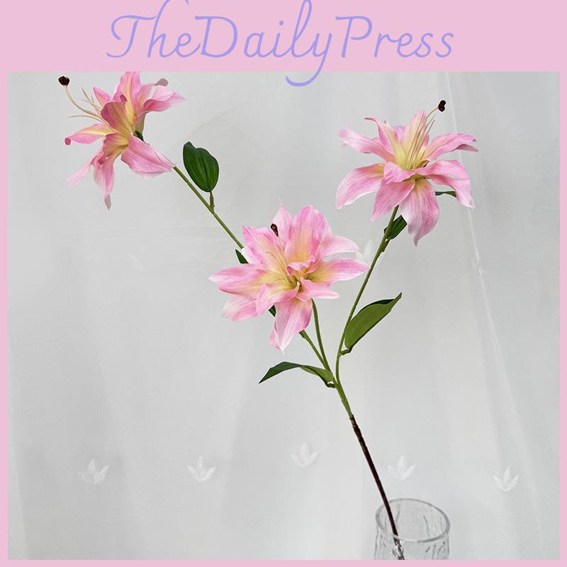 Artificial Lilium Brownii Var Viridulum Flower Garland For Wedding Decor And Photography Props With Handmade Silk Material