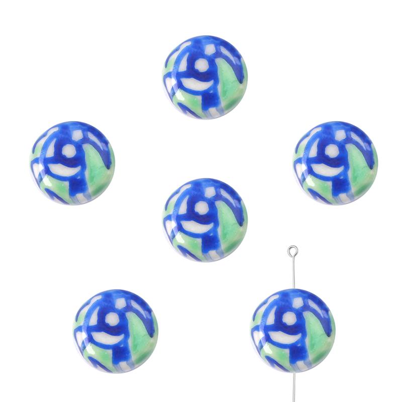 2 buc/pungă Vopsea manuală 15 mm Mărgele de porțelan ceramică cu model de inimă de flori Mărgele distanțiere libere pentru colier, cercei, bijuterii, artizanat