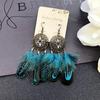 Original bohemian natural velvet feather earrings, female retro personality versatile elegant fringed fashion ear jewelry