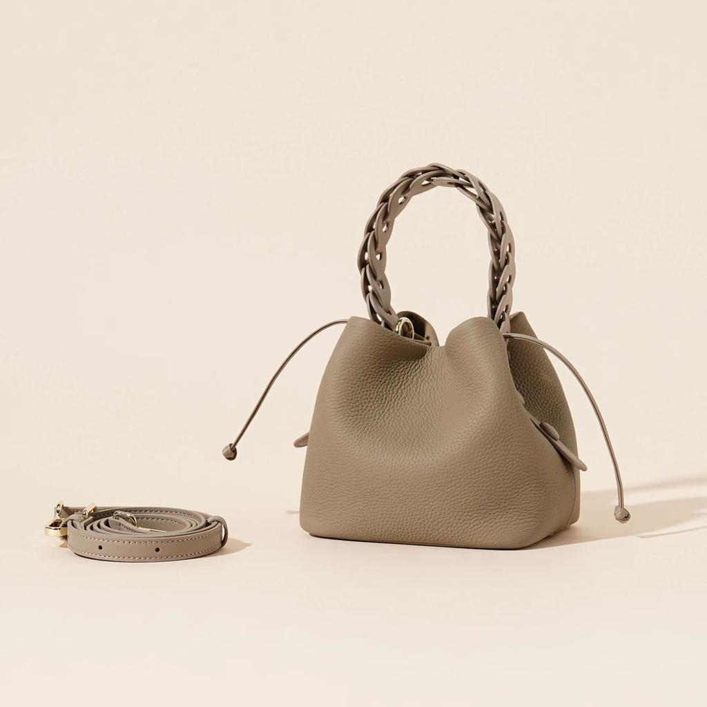 2025 Summer New Casual Versatile Handbag Genuine Leather Fashion Basket Bag Cowhide Crossbody Women's Bag Shoulder Bag