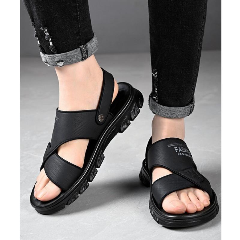Fashion Summer Fashion Leather Flat Slip-on Outdoor Beach Men's Sandals Designer Soft Bottom Casual Driving Men Shoes Male Slippers