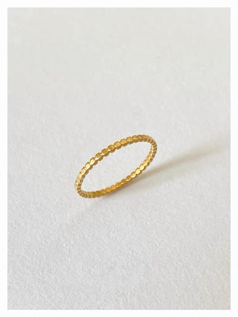 2024 New Plated Stainless Steel Women Rings Simple Round Texture Waterproof Finger Stacking Gold Color Ring Wedding Jewelry