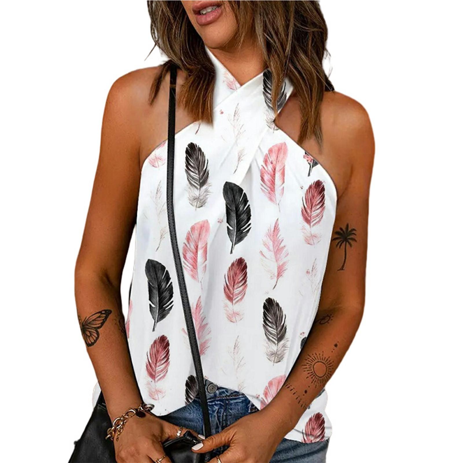 

Женский повседневный тонкий топ без рукавов с подвеской на молнии и принтом XL розовый