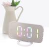 LED Mirror Digital Alarm Clock Large   Brightness Colorful RGB Display Beside Digital Clock with Dual USB Ports