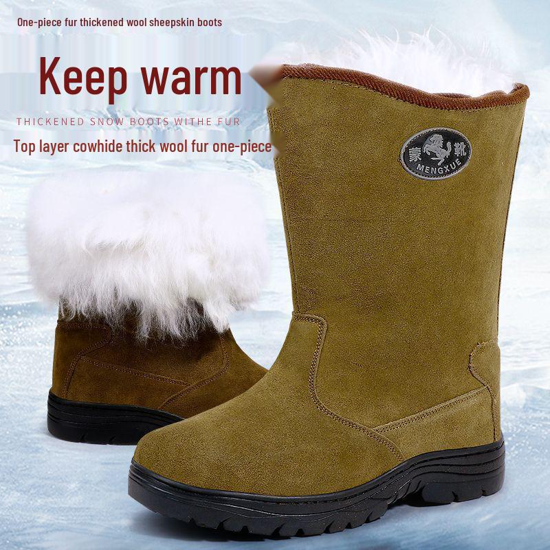 Cizme de zăpadă pentru bărbați din lână rusească: Rezistent la iarnă, Antiderapant, Gros și Călduros până la -40°C