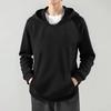 Men Hoodie with Solid Color Hood Large Front Pocket Pullover Sweatshirt Loose Fit Sports Tops Street Wear
