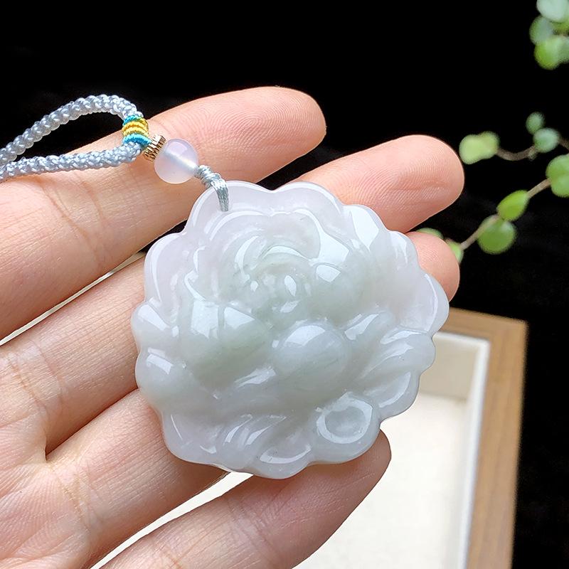 Natural Xinjiang Green Lotus Jade Pendant Necklace for Women - Good Luck Charm