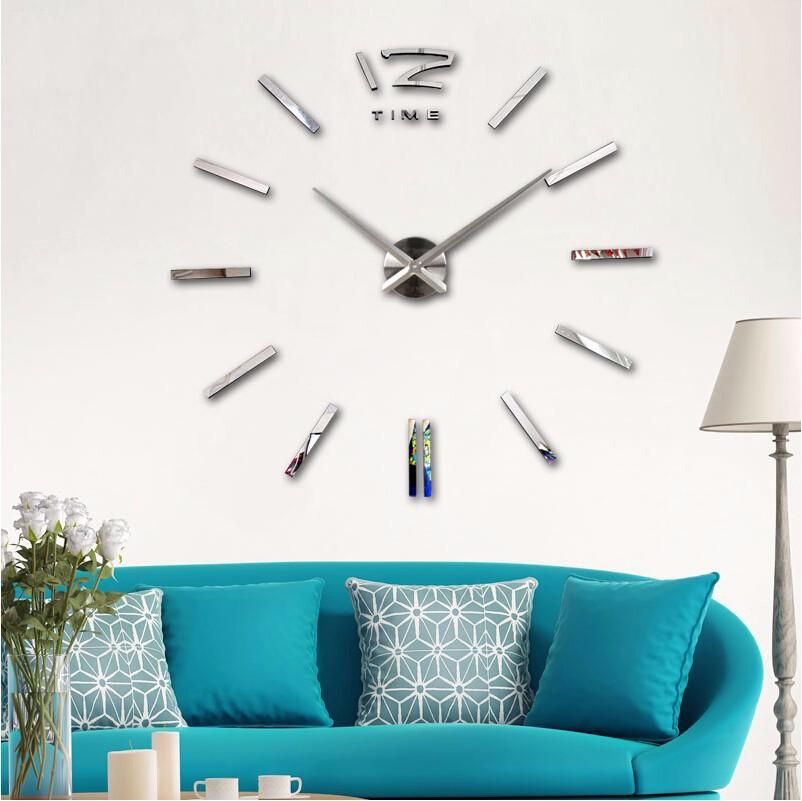 City Art Unique Nordic Luxury Acrylic Sticker Silver Big DIY 3D Home Decoration Modern Wall Clocks Wall Horloge Reloj Pared