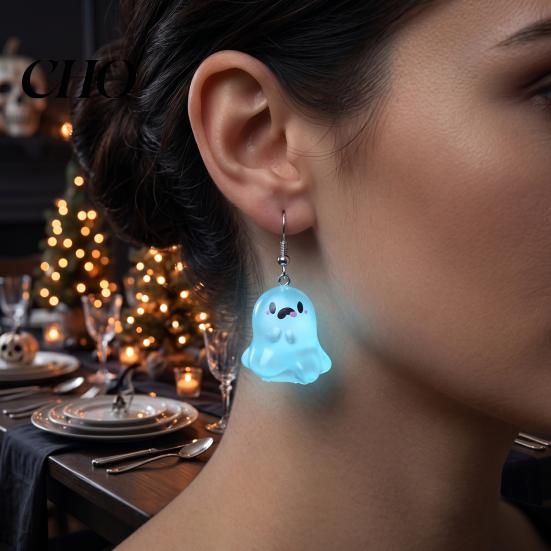 Eye-catching Earrings Ghost Glow-in-the-Dark Pendant for Women Decor, Fun Unique Lightweight Jewelry Cute Earrings, Necklace Halloween Cartoon