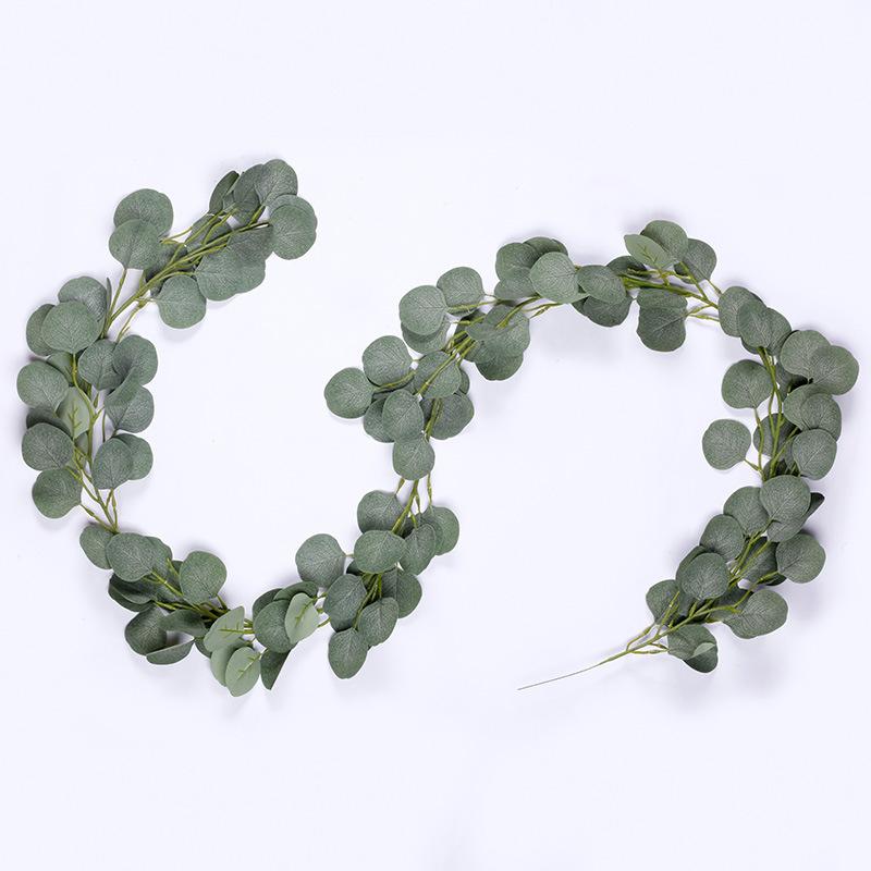 

2 meters round-leaf Eucalyptus rattan, simulated green plant interior decoration, simulated rattan wholesale from cross-border