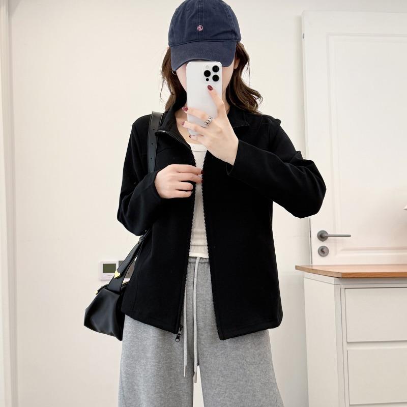 Women S Plus Size Stand Collar Double Zipper Casual Sweatshirt