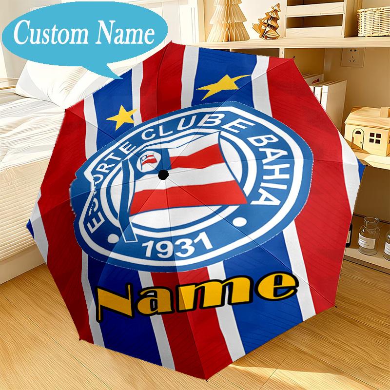 Custom Name Umbrella Bahia FC Crest Design Umbrella 8-Frame for Travel, Camping, Casual Lightweight Portable, Essential for Family Gifts