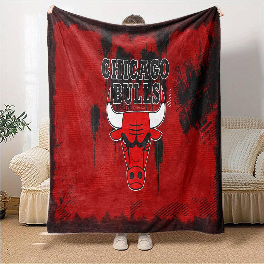 Chicago Bulls Logo Flanellen Deken, Zacht Polyester, Modern Ontwerp, Voor Alle Seizoenen voor Kamperen, Reizen, Cadeaus voor Feestdagen of Verjaardagen
