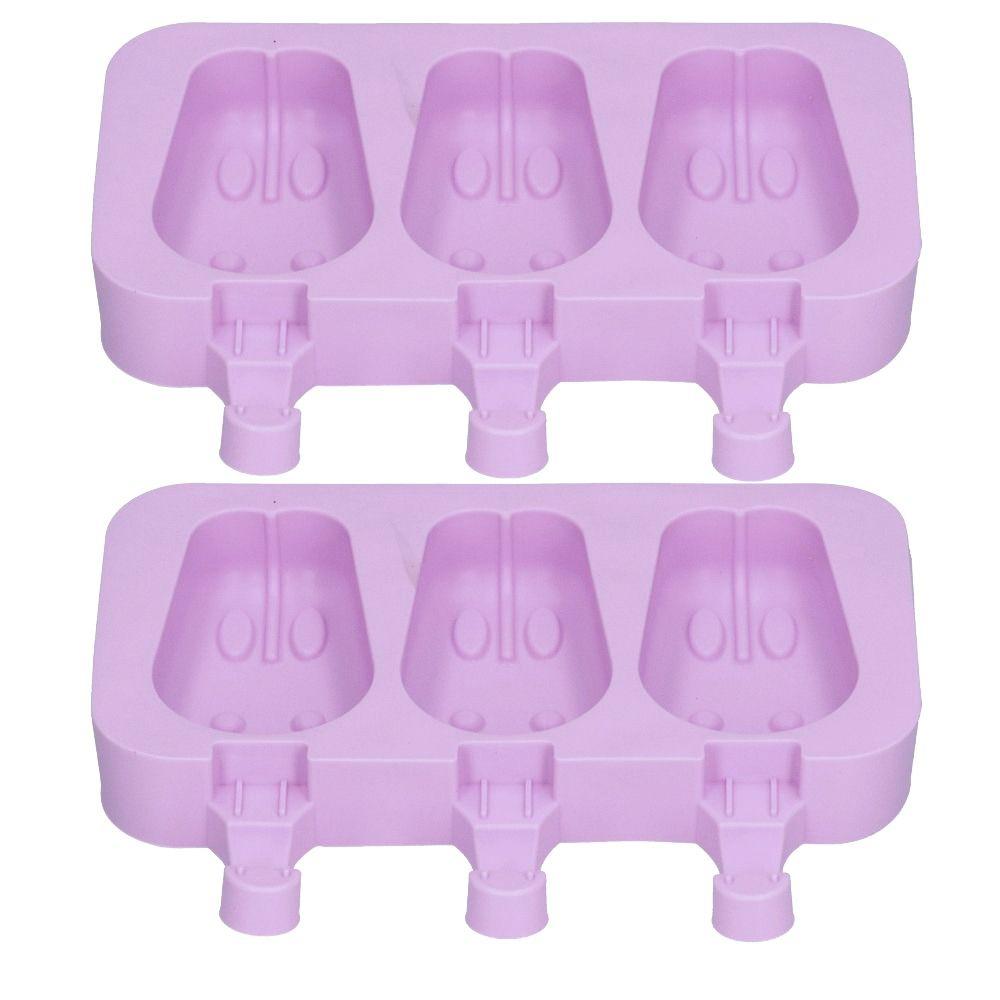 2 pcs Easy Release Homemade Popsicle Mold 3 Grid Frozen Treat Maker Silicone Ice Cream Mold DIY