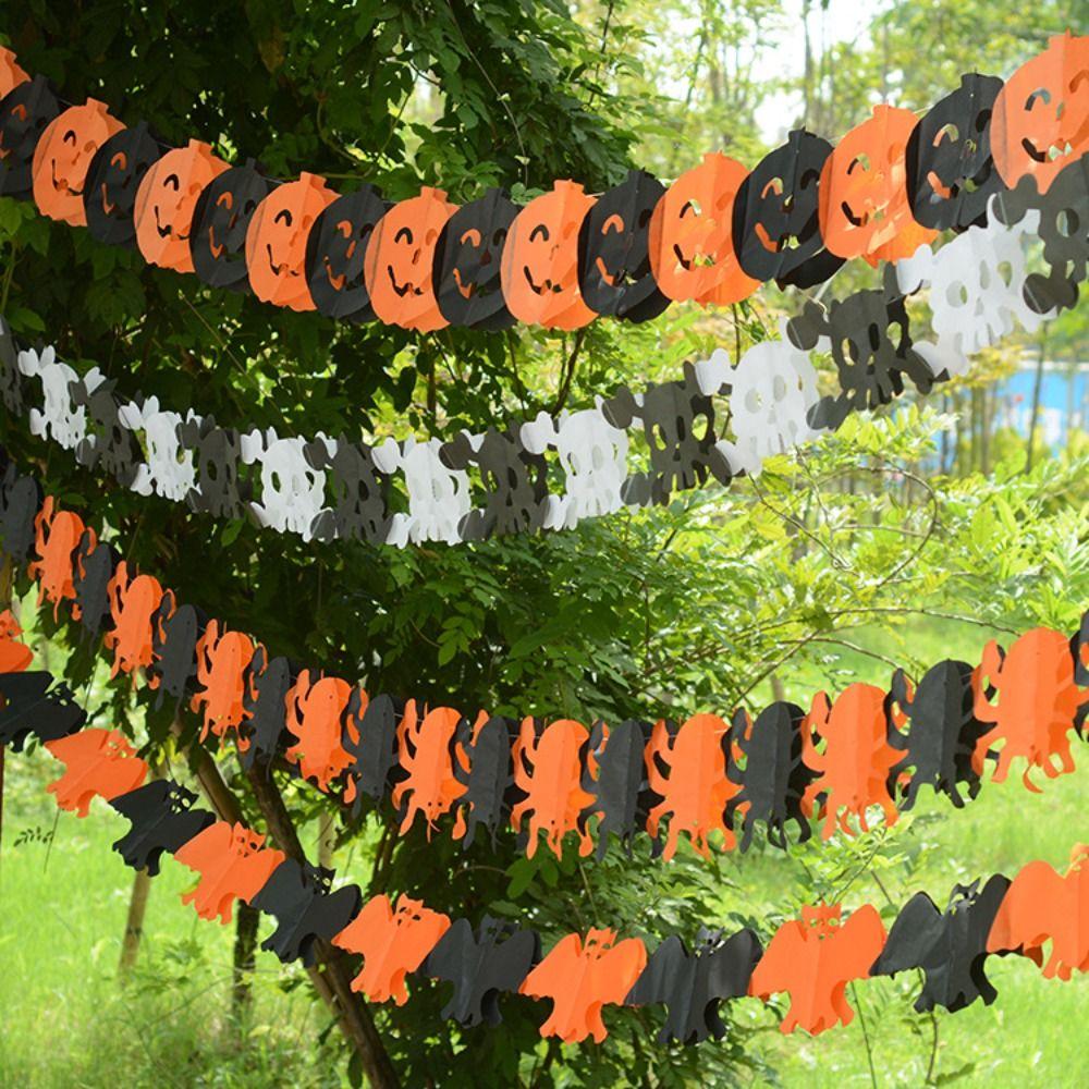 Ghost Ghost Paper Banner Bat Pumpkin Skull Pendant 7 Styles Halloween Paper Latte Art  Scene Layout