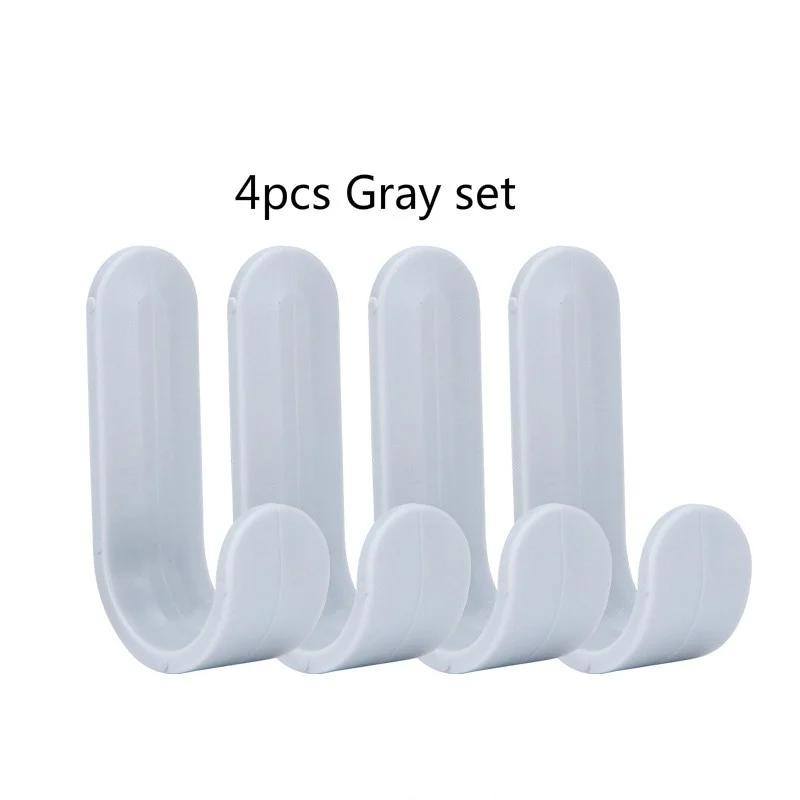 4pcs/set Towel Hook Plastic Door Hook Self-adhesive Wall Mounted Coat Rack Key Hanger Home Decoration
