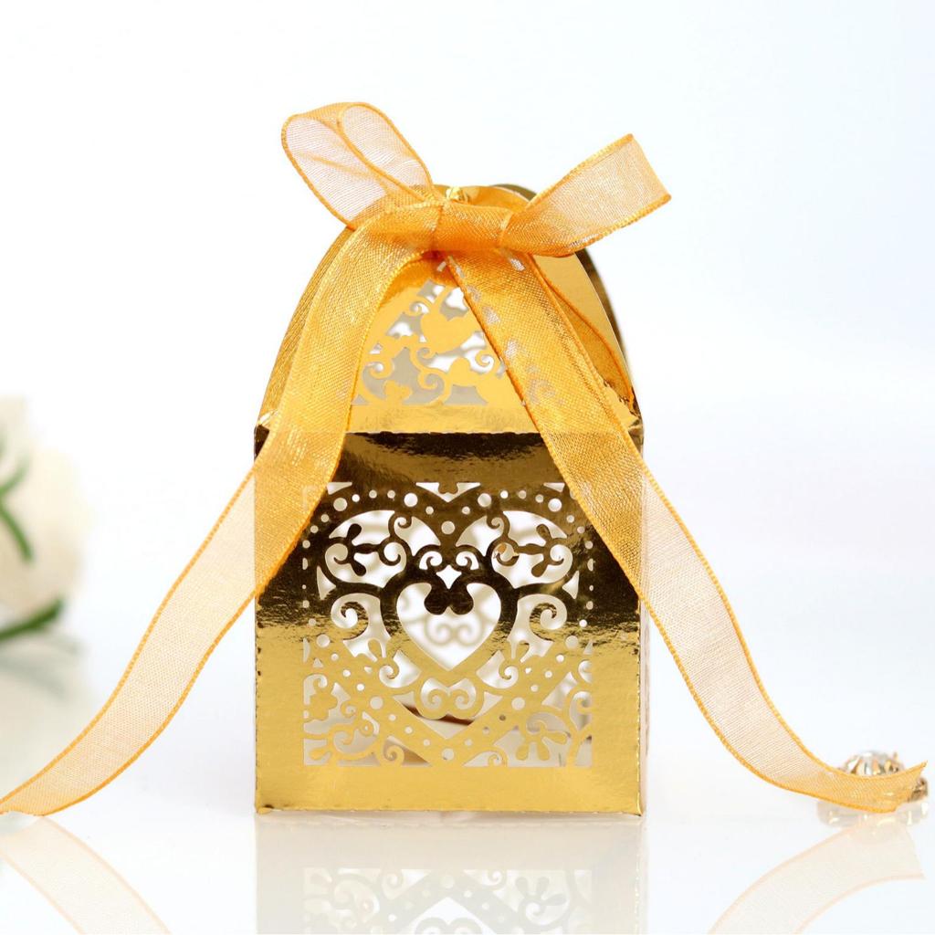 Ivory Heart-Shaped Wedding Candy Box for Chocolates