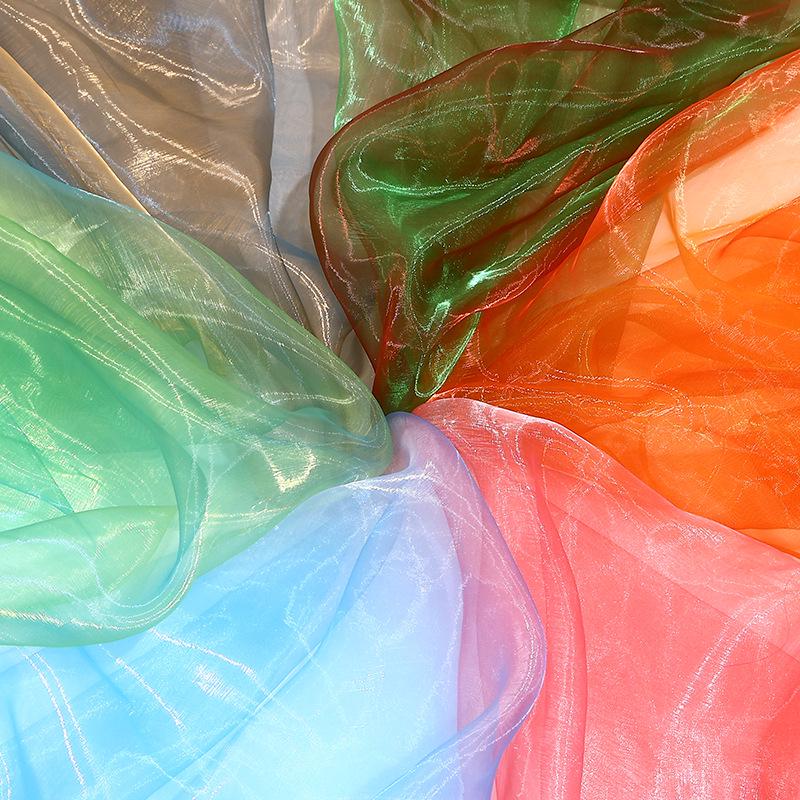 "Farbverlauf Zweifarbiges Organza-Gewebe mit Fantasy-Perlen- & Glasgarn für Kleidung und Röcke"