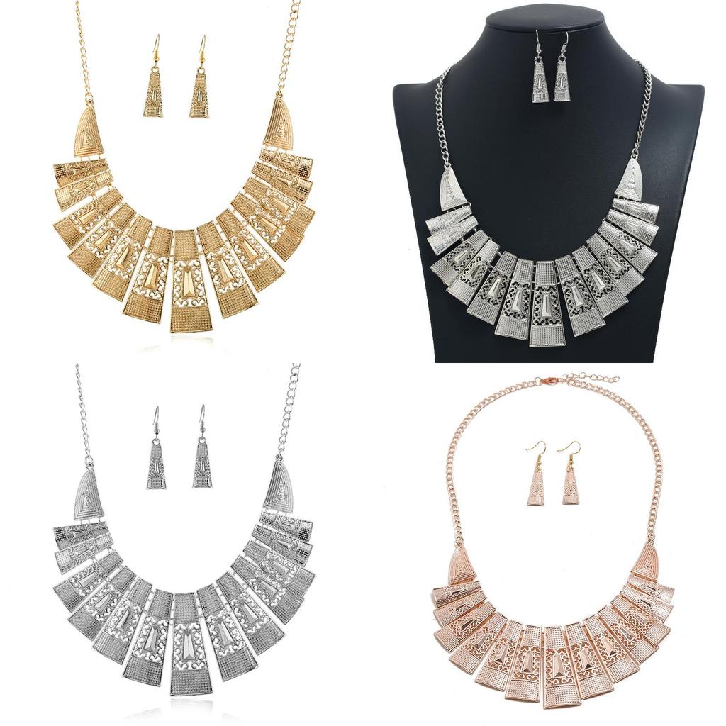 Vintage Artistic Alloy Necklace And Earring Set Casual Wear Accessories Clothing