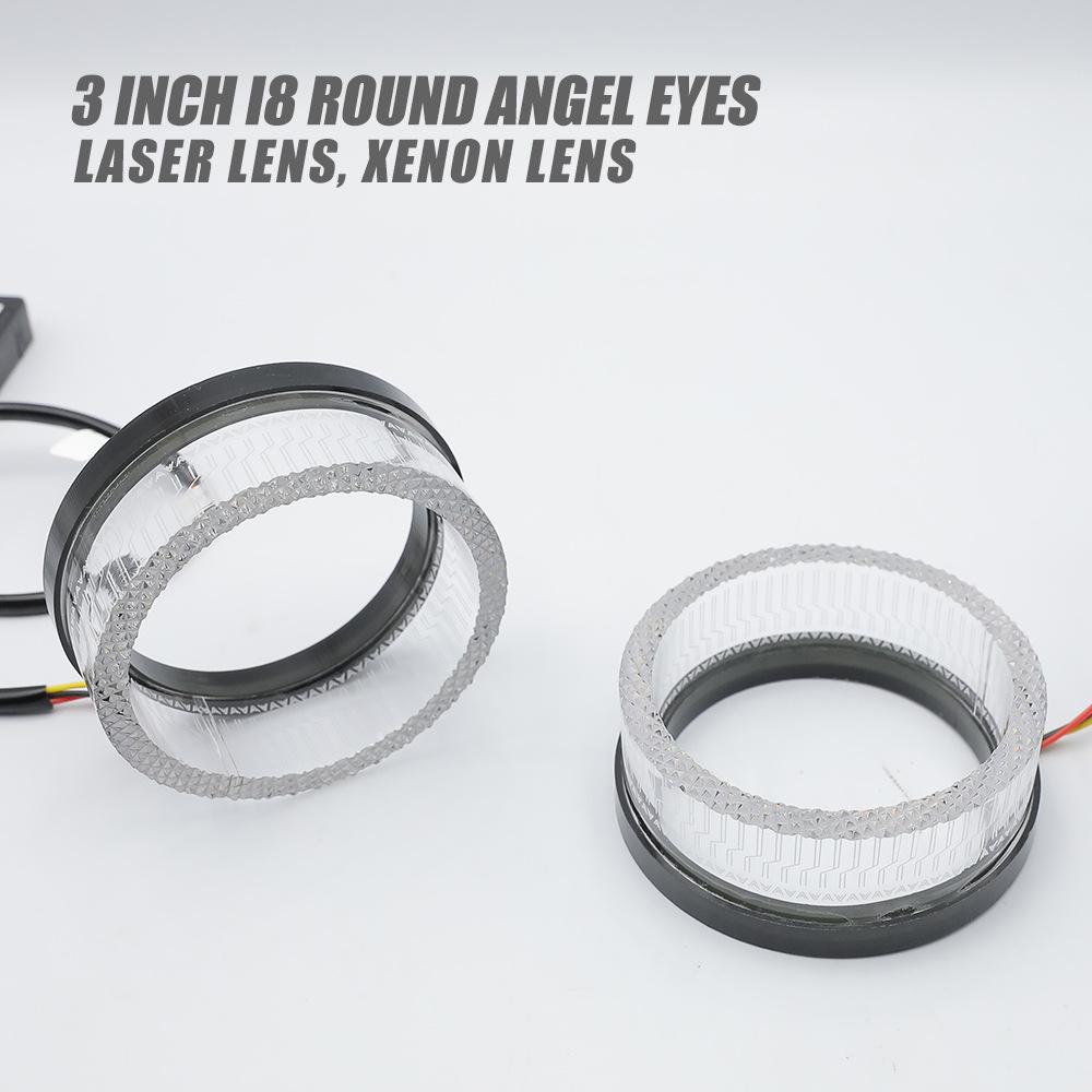 WANGHOI 5D 3.0" Dual-Light Angel Eye Lens, 595mm, White/Yellow with Steering Function