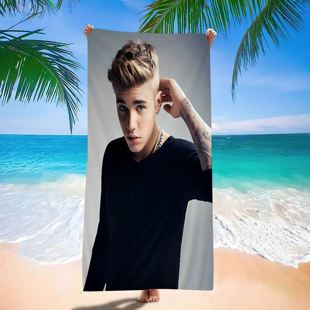 Asciugamano da Spiaggia Caldo Justin Singer Bieber per Bambini Asciugamano da Bagno Personalizzato Asciugamano da Piscina Regalo per le Vacanze Asciugamano da Picnic Regalo per Festa