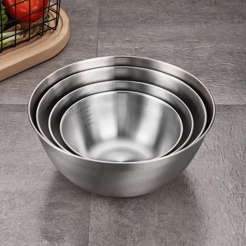 Stainless Steel Korean Ramen Bowl with Scale Large Capacity Soup Noodles Fruit Salad Food Containers Kitchen