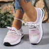 Fashion Mesh Flat Shoes Women's Fashion Round Toe Breathable Front Lace-Up Soft Sole Non-Slip Wear-Resistant Single Shoes