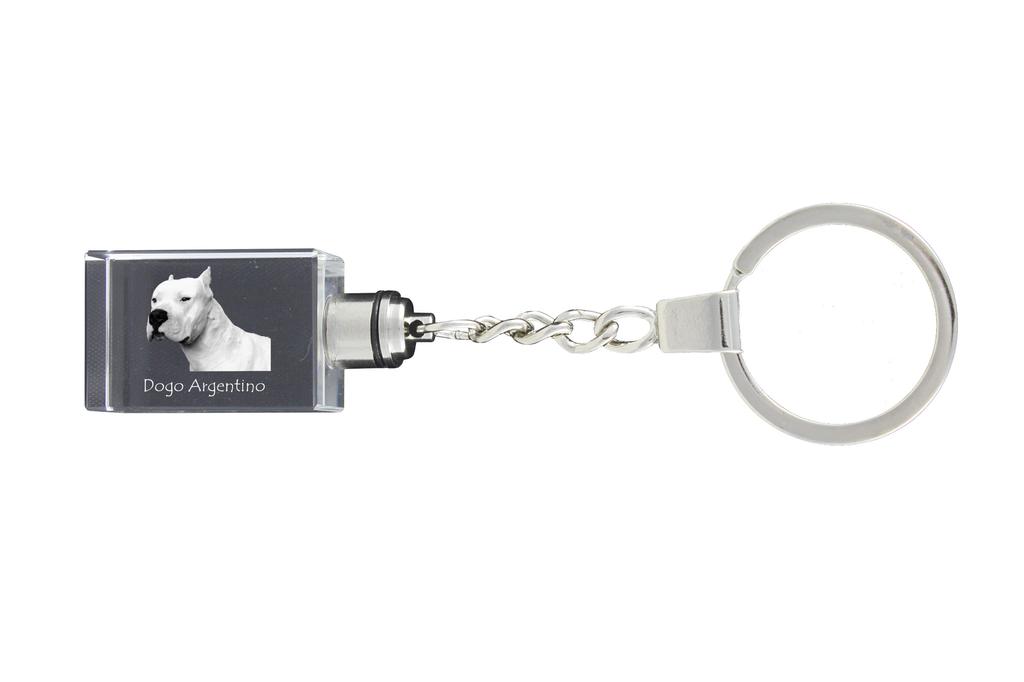 Dogo Argentino - Crystal Key Ring with Dog Photo, Illuminated Key Ring, Unique Gift by Art-Dog Brand