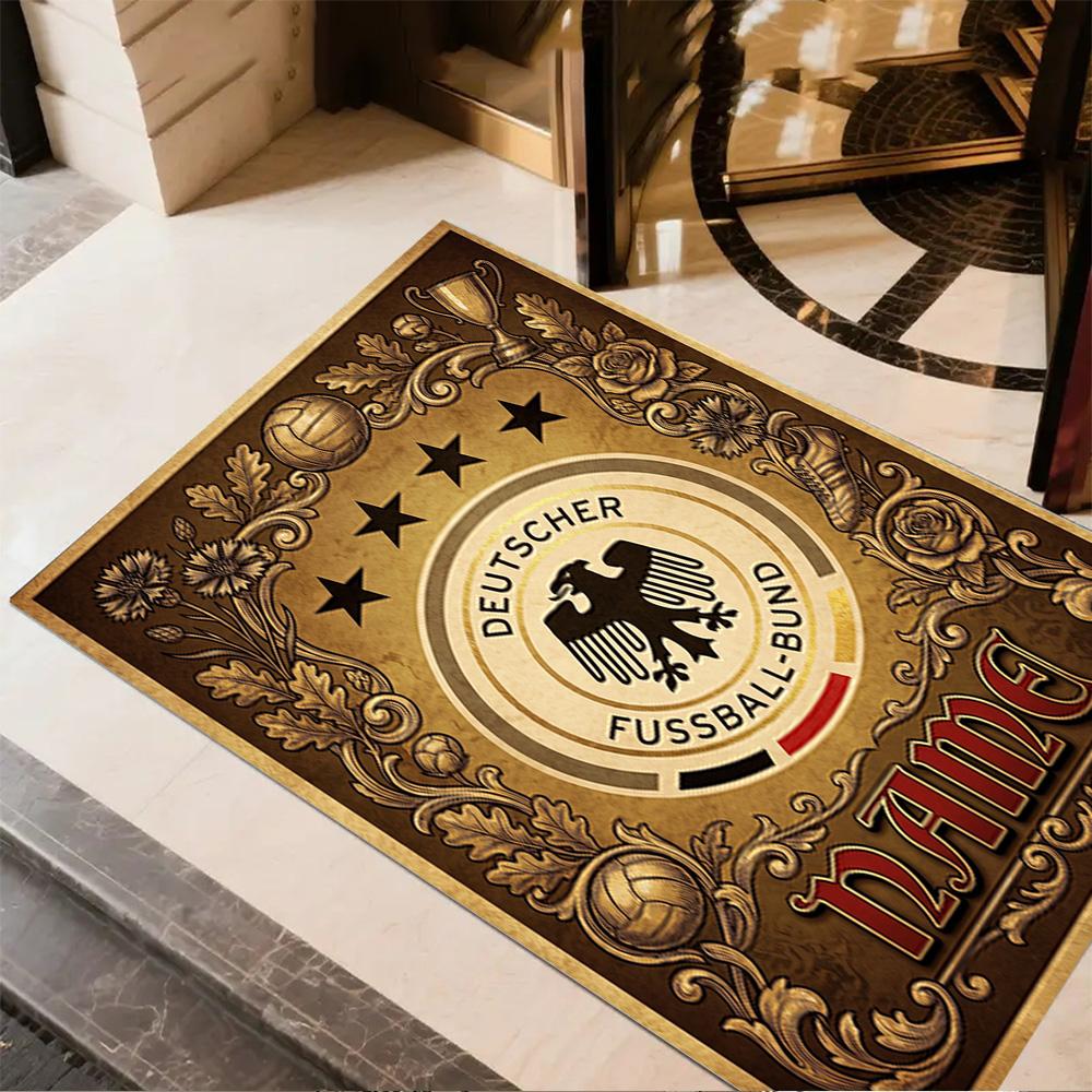 German Football Crest Artwork Floor Mat Perfect for Outdoor Dining Room Hallway Living Rooms Antislip Carpet Anime Office Decor