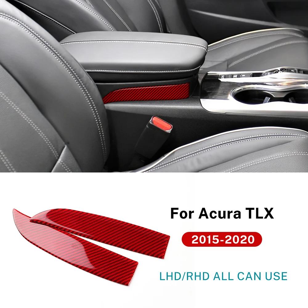 

LHD RHD Car Side of Central Control Armrest Box Trim Real Soft Carbon Fiber Sticker For Acura TLX 2015 2016 2017 2018 Red Carbon
