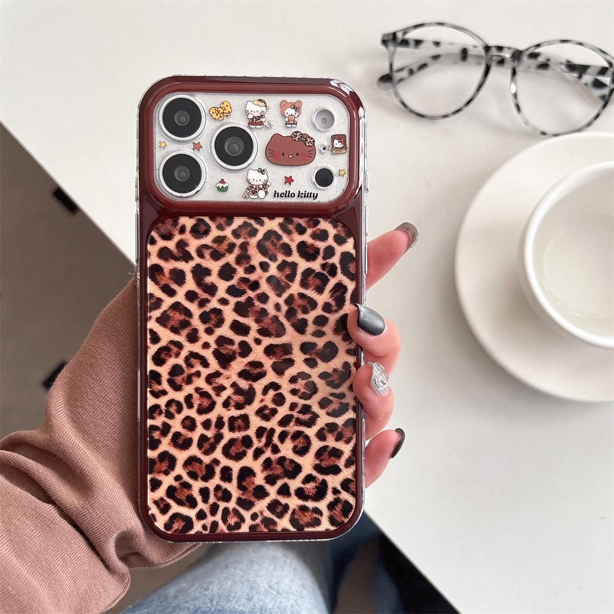 

Leopard Print KT Cat iPhone 15 Case - Drop-Proof, Fits Apple 17/16 PROMAX iPhone 15 Pro Max