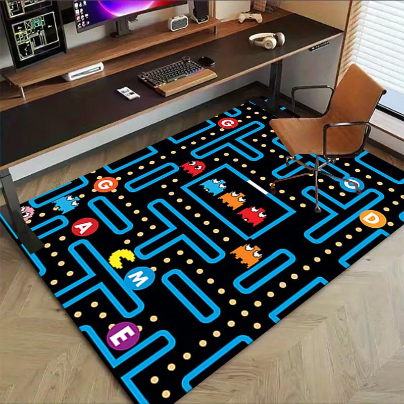 1pc Pacman Maze Adventure Carpet for Playroom Bedroom Living Room Sofa Home Decor,kids Game Area Rug Non-slip Floor Mat Y730143