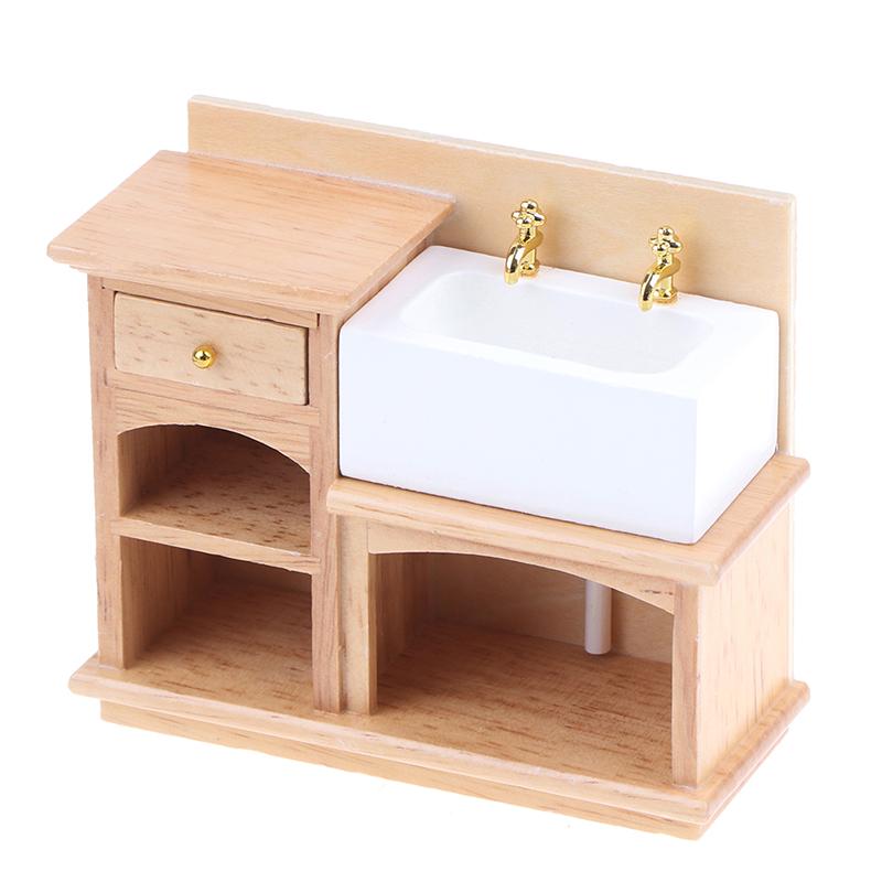 1:12 Holz Puppenhaus Möbel Waschbecken Spüle Schrank Schrank
