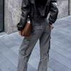 Spring Autumn Women's Pant Summer High Waisted Workwear Casual Pants Button Embellished Slightly Flared Jeans