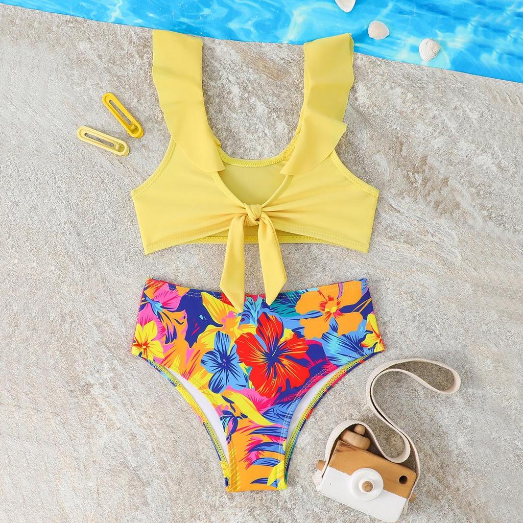 2026 Girls' Two-piece Bikini Swimsuit - Small and Medium Children's Swimwear
