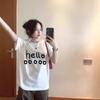 White Letter Cotton Short-sleeved T-shirt Women's New Summer Loose Oversize Half-sleeved Design Top