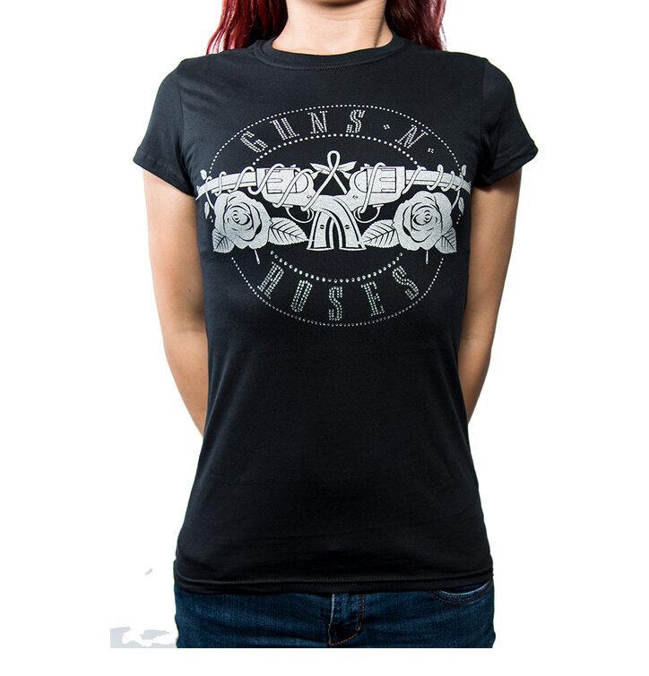 Official Guns N Roses Circle Logo DiaUnisexte Ladies Black T Shirt Guns N Roses Tee
