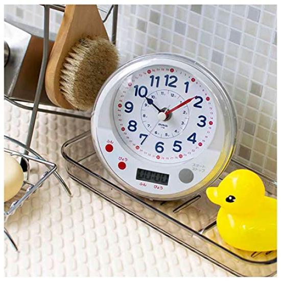 MAG (Mag) Table Clock, Educational Toy, Bath Timer, Analog, Water-resistant, with Timer, White T-745WH-Z