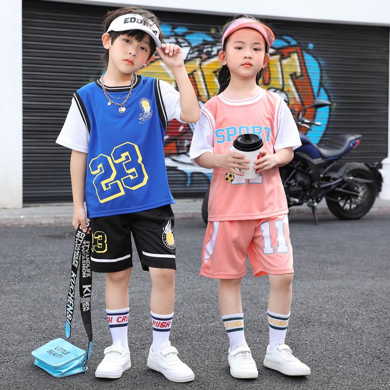 

Детская повседневная быстросохнущая спортивная одежда, летний модный костюм для мальчиков, спортивная баскетбольная одежда с короткими рукавами для девочек