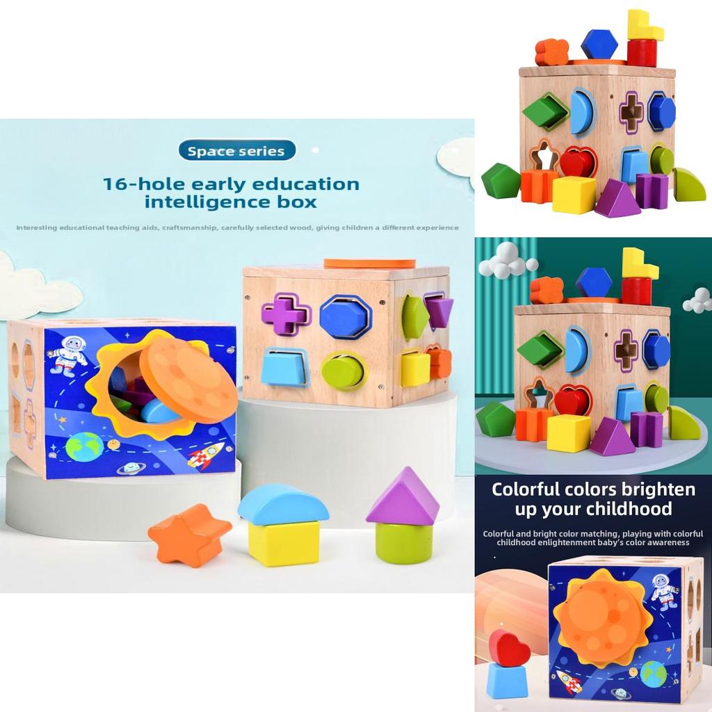 Wooden Geometric Shape Matching Blocks For Kids Educational Toy For Brain Development