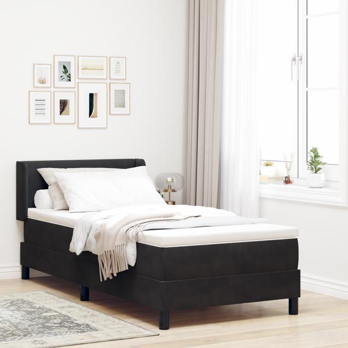 VidaXL Lit avec sommier à ressorts et matelas Noir 90x200 cm Velours 3341452